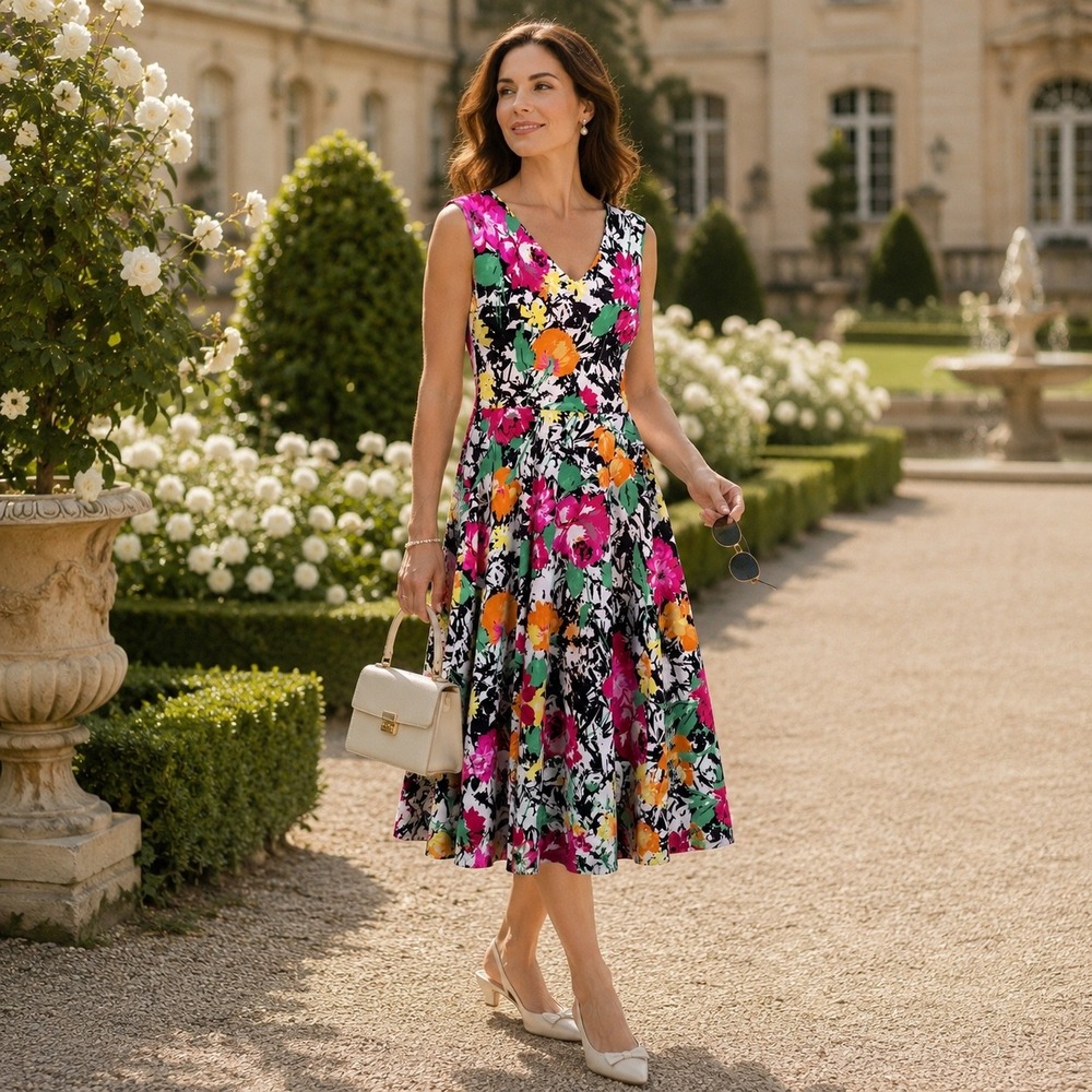 Lauren Ralph Lauren Floral Fit & Flare Dress PS Multicolor Coastal Resort Summer